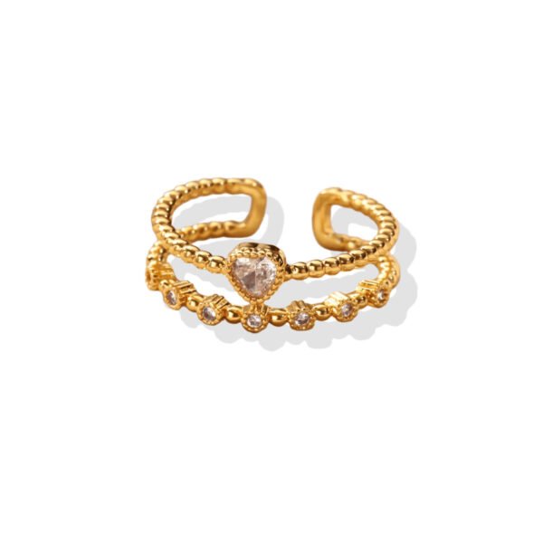 Crown Heart Double Band Ring
