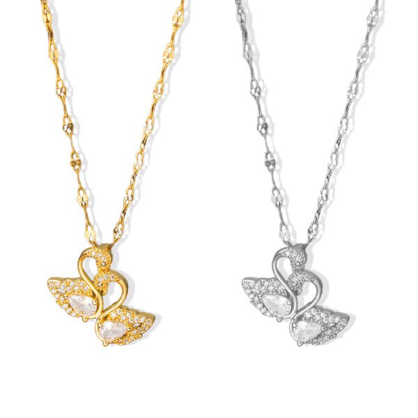 Crystal Swan Pendant Necklace