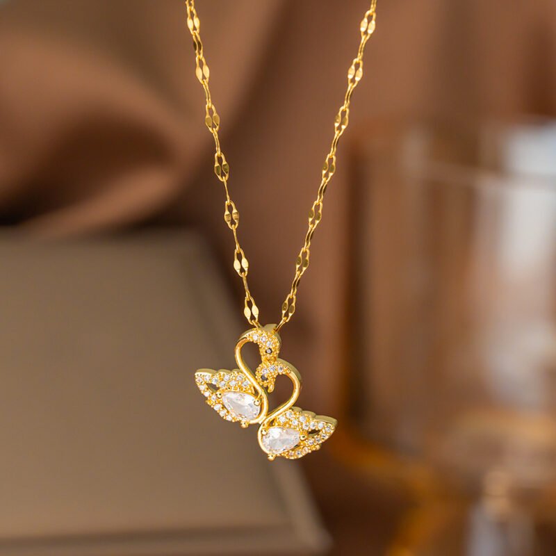 Crystal Swan Pendant Necklace