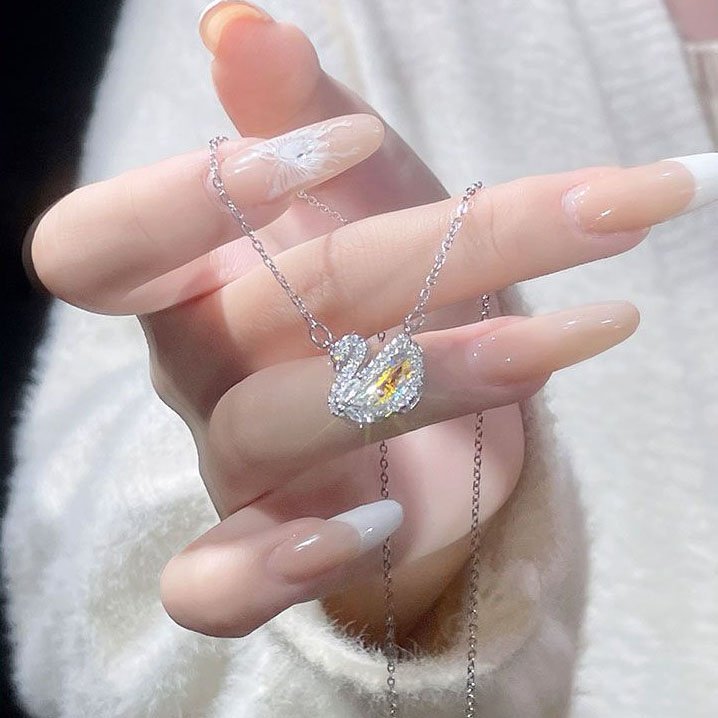 Crystal Swan Pendant Necklace