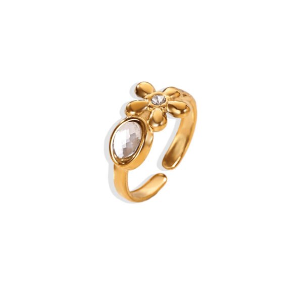 Daisy Bloom Oval Zircon Duo Open Ring