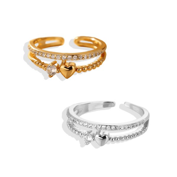Double Band Heart Charm Ring