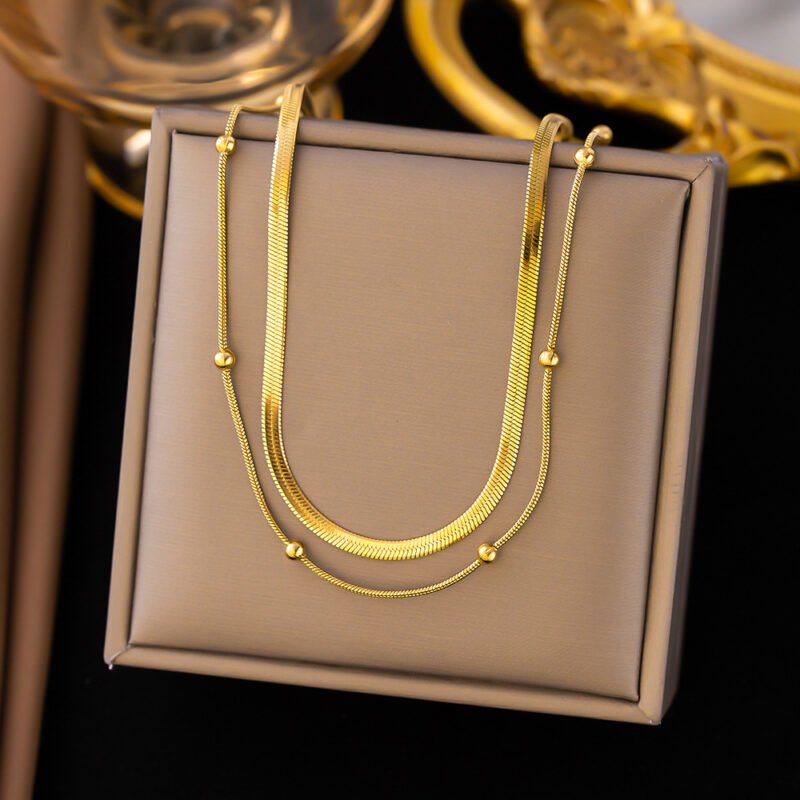 Double Herringbone Snake Chain Necklace