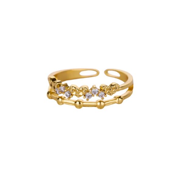 Double Layer Heart & Zircon Band Ring