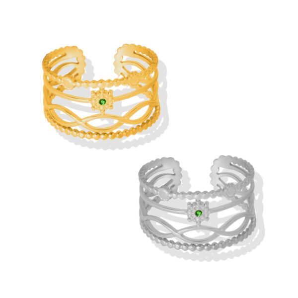 Emerald Filigree Cuff Ring