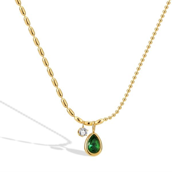 Emerald Teardrop & Diamond Duo Necklace