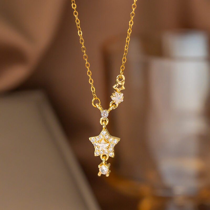 Falling Star Zircon Drop Necklace