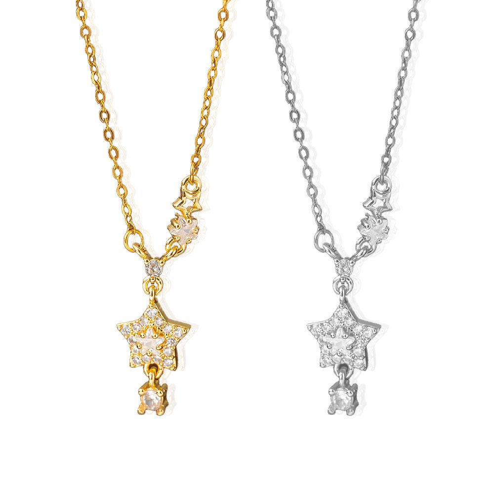 Falling Star Zircon Drop Necklace