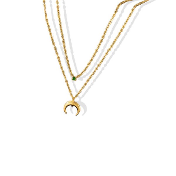 Gold Crescent Moon Layered Necklace