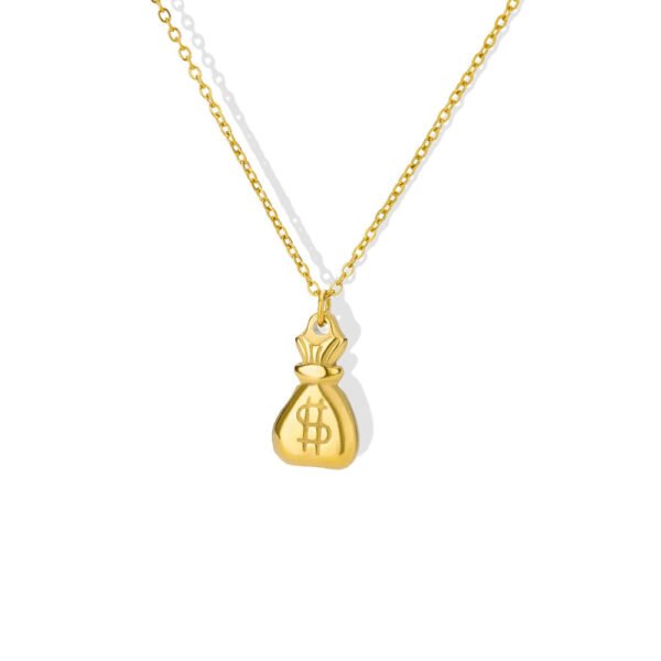 Gold Money Bag Charm Necklace