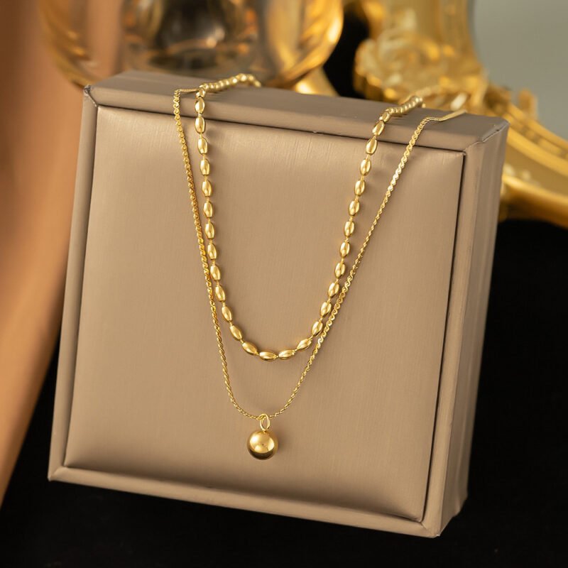 Gold Orb Ball Layered Necklace