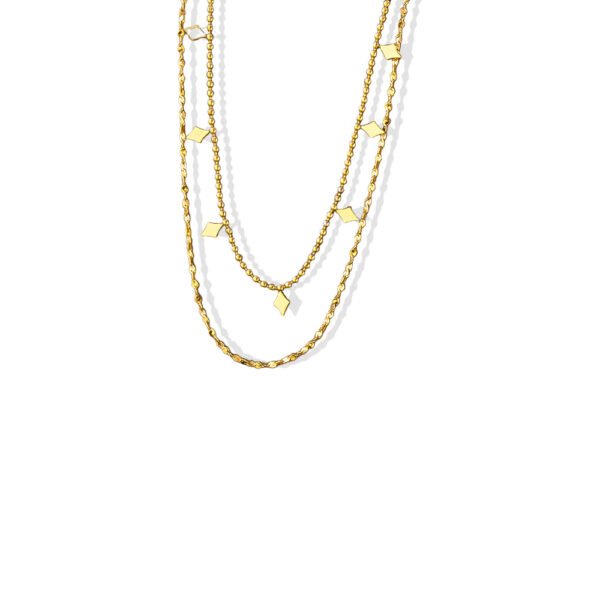 Gold Rhombus Station Layered Necklace