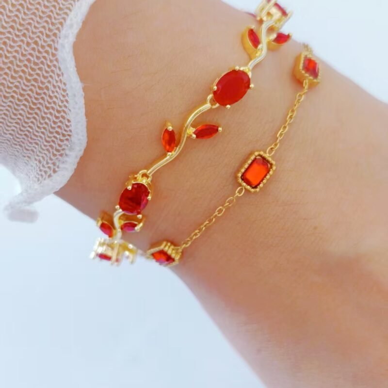 Gold Rose Vine Tennis Bracelet