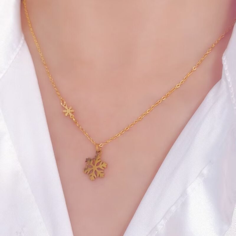 Golden Frost Snowflake Necklace
