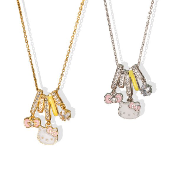 Golden Hello Kitty Love Dangle Necklace
