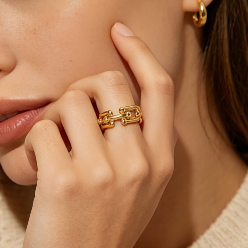 Golden Horseshoe Buckle Ring