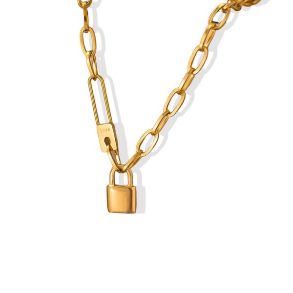 Golden Love Lock Pendant Necklace