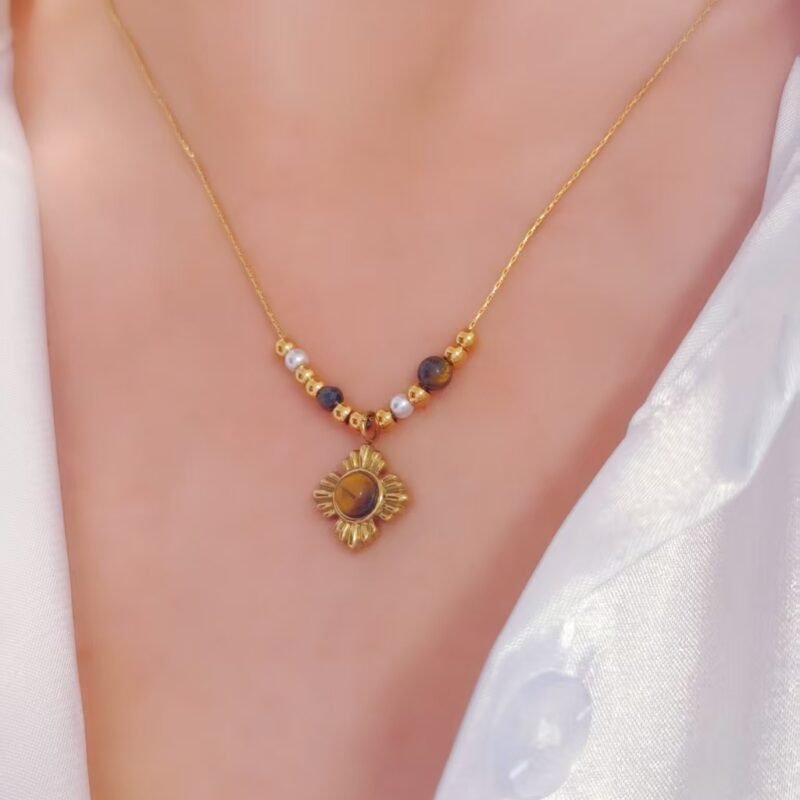 Golden Sun Tiger Eye Bloom Necklace