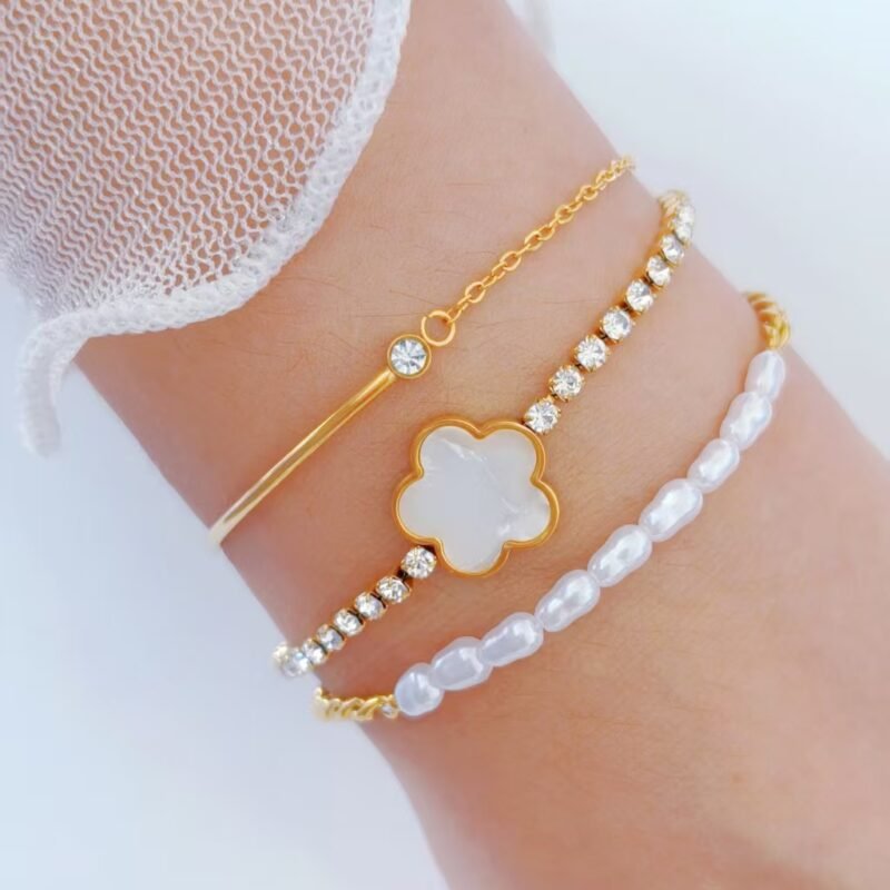Half Bangle Half Chain Minimalist Bezel Zircon Bracelet