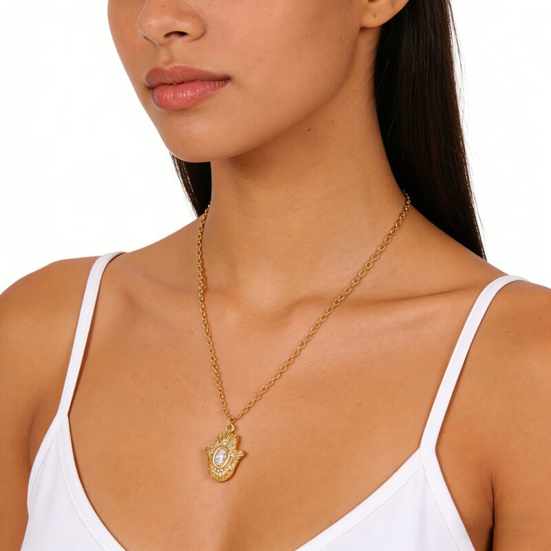 Hamsa Hand Sunburst Necklace