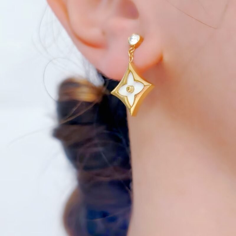 Ivory Clover & Star Drop Earrings