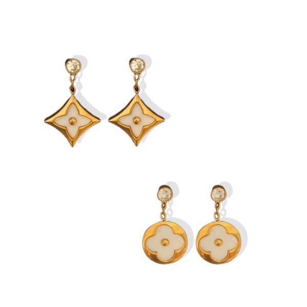 Ivory Clover & Star Drop Earrings