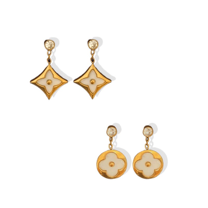 Ivory Clover & Star Drop Earrings
