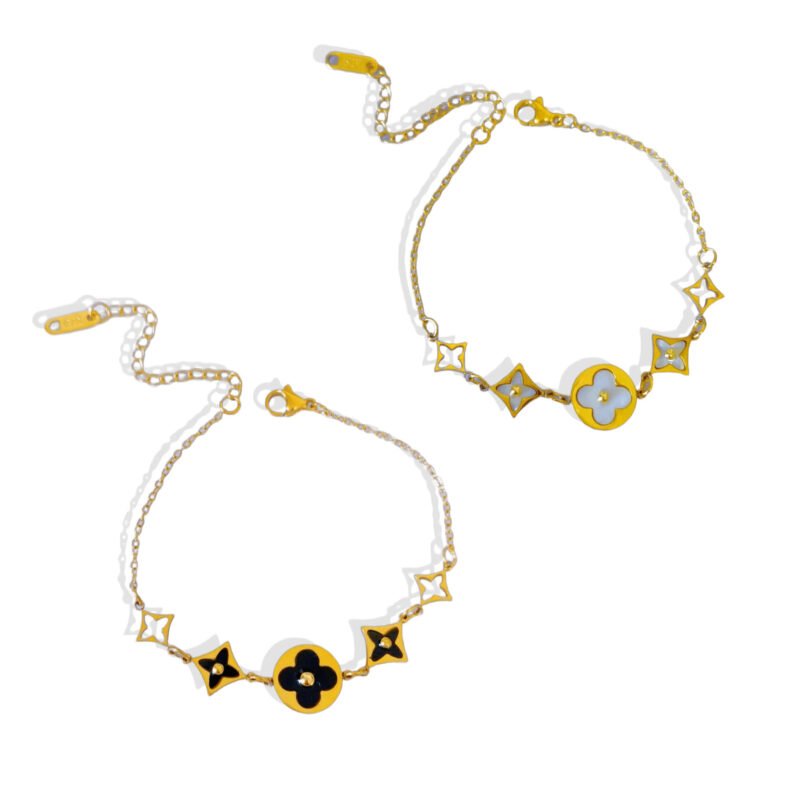 Mother of Pearl Clover Station Bracelet