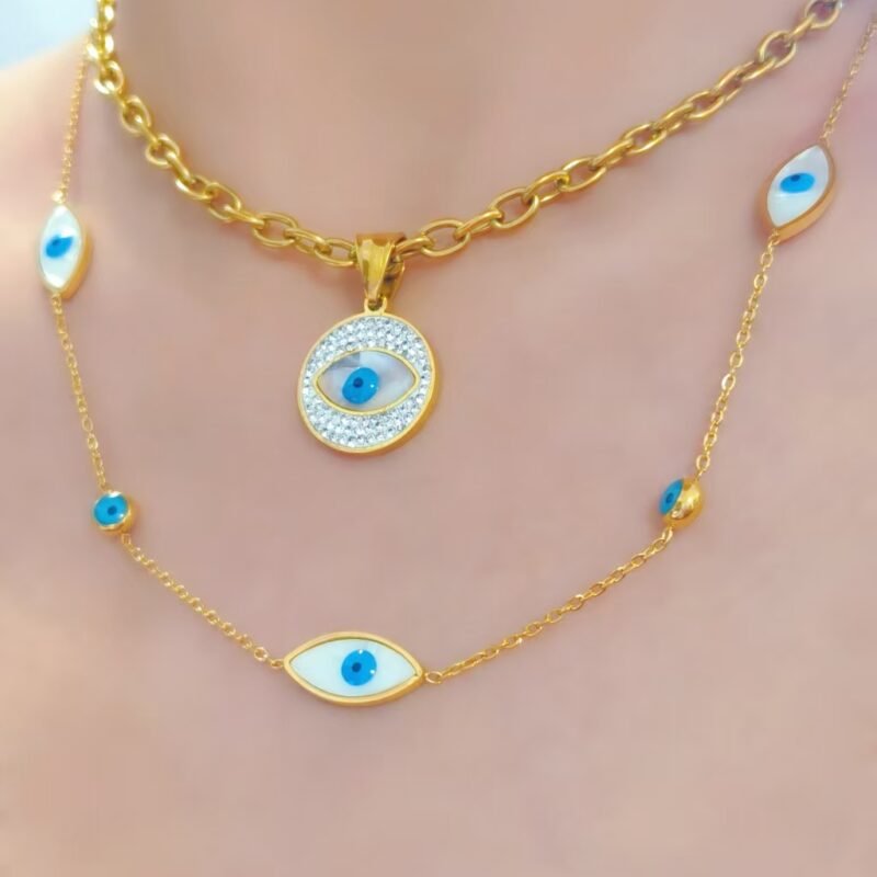 Multi Evil Eye Station Necklace