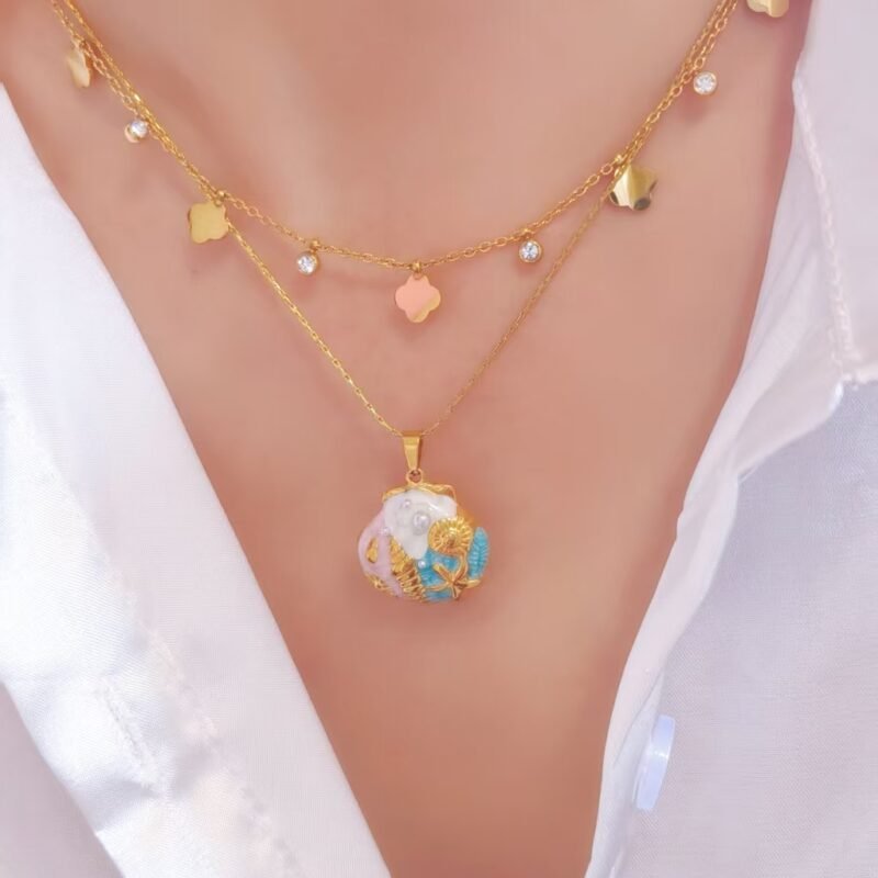 Ocean Heart Enamel Necklace
