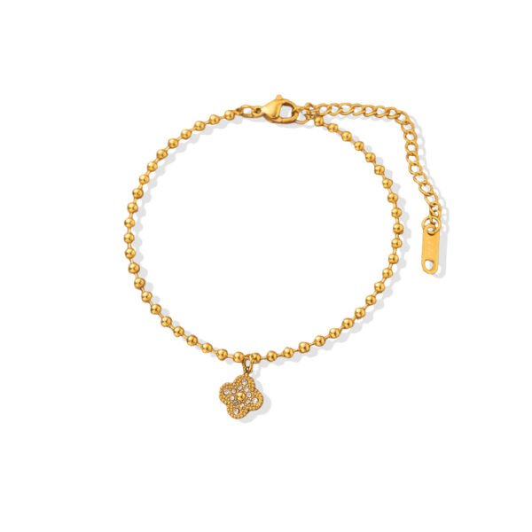 Pavé Clover Charm Bead Chain Bracelet