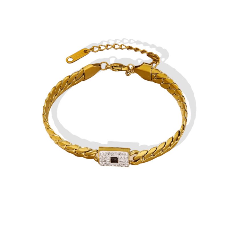 Pavé Lock Curb Chain Bracelet