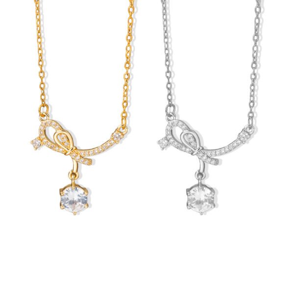 Pavé Ribbon Knot Drop Necklace