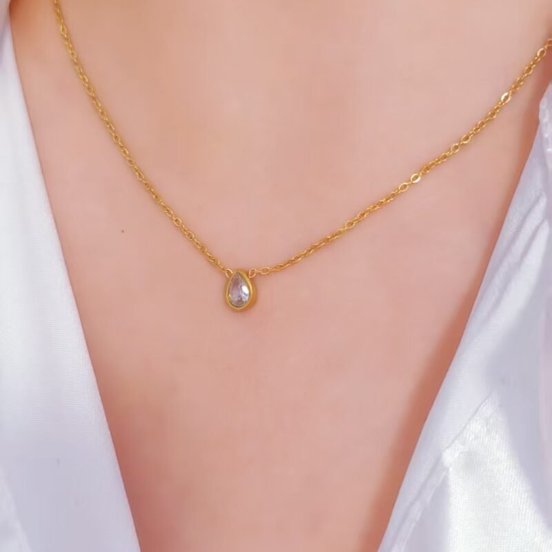 Pear Drop Bezel Necklace
