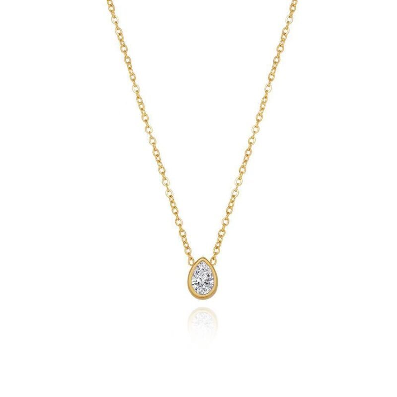 Pear Drop Bezel Necklace