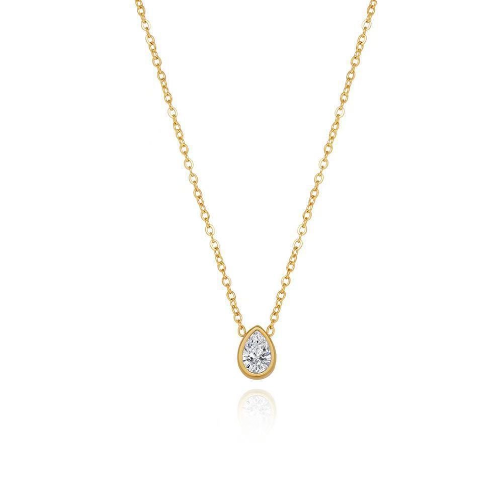Pear Drop Bezel Necklace