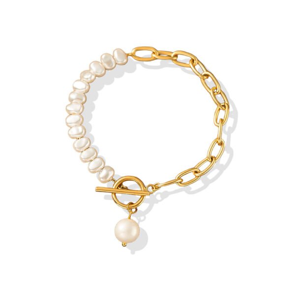 Pearl & Gold Chain Toggle Bracelet