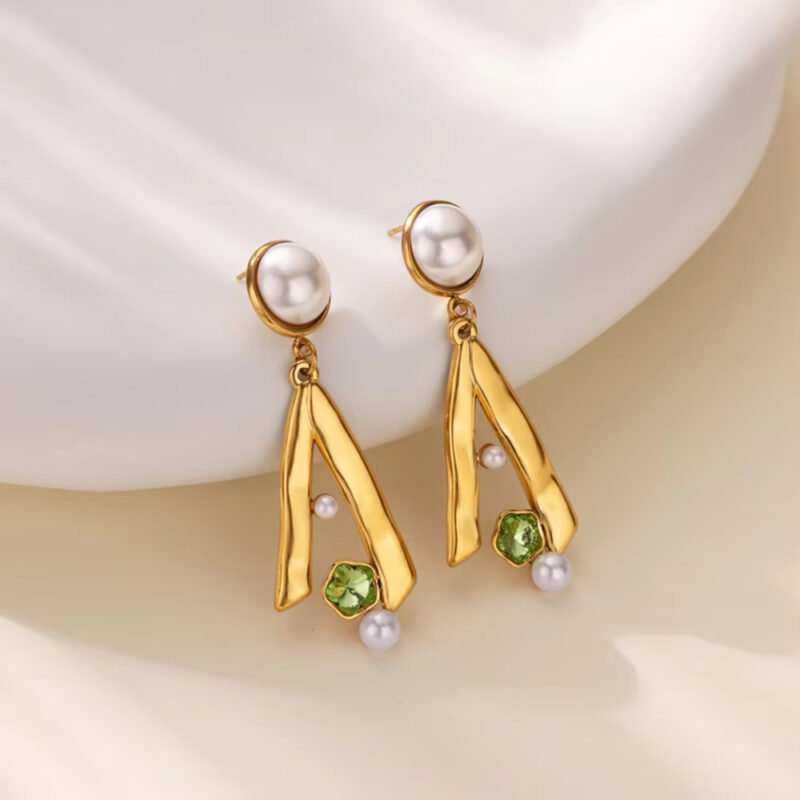 Pearl & Peridot Drop Earrings