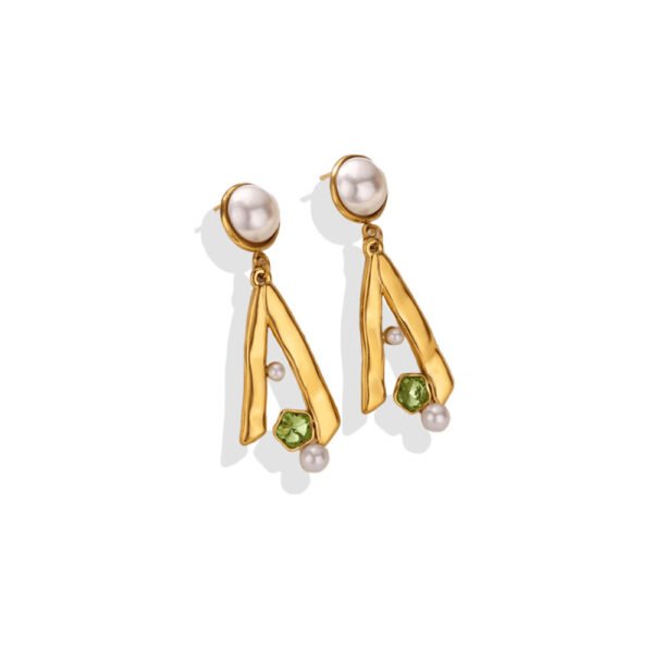 Pearl & Peridot Drop Earrings
