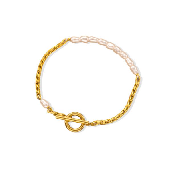 Pearl & Wheat Chain Toggle Bracelet