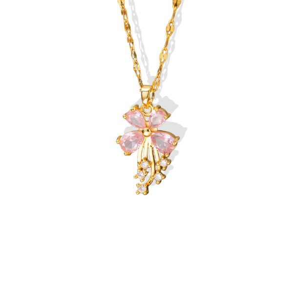 Pink Bow Falling Stars Necklace
