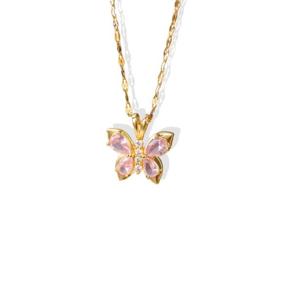 Pink Butterfly Pendant Necklace