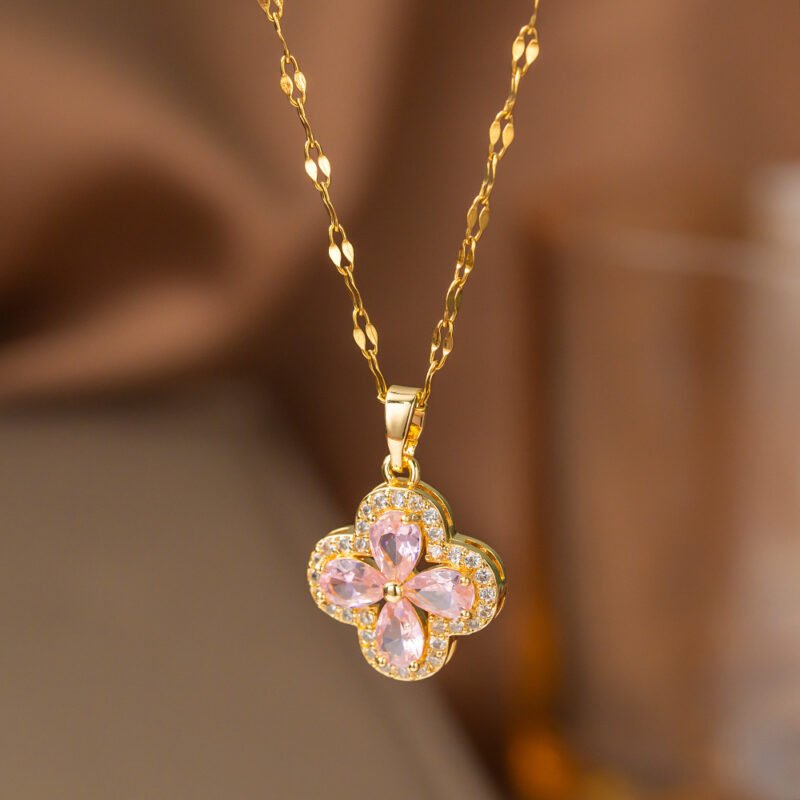 Pink Clover Necklace
