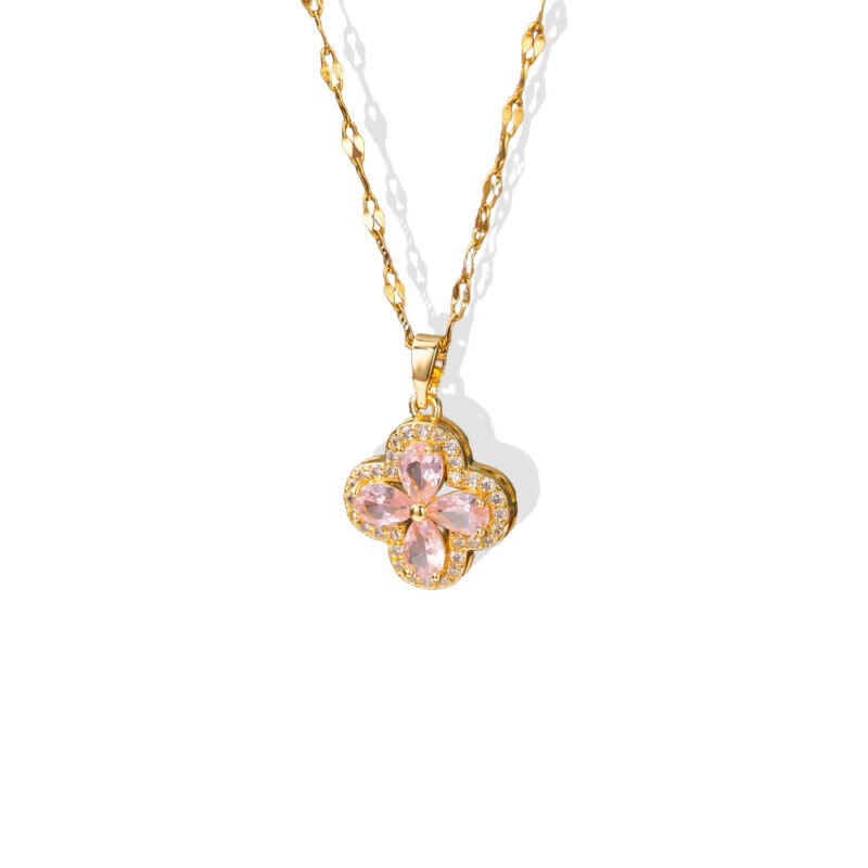 Pink Clover Necklace