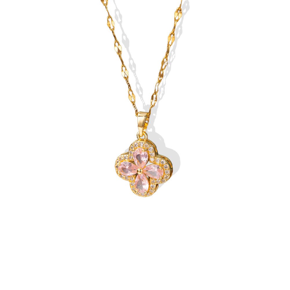 Pink Clover Necklace