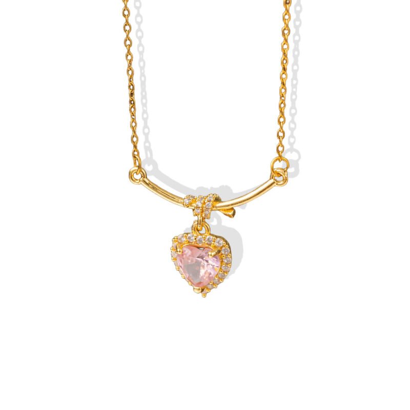 Pink Heart Halo Necklace