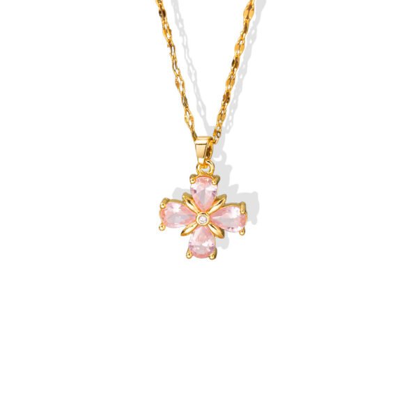 Pink Sakura Flower Pendant Necklace