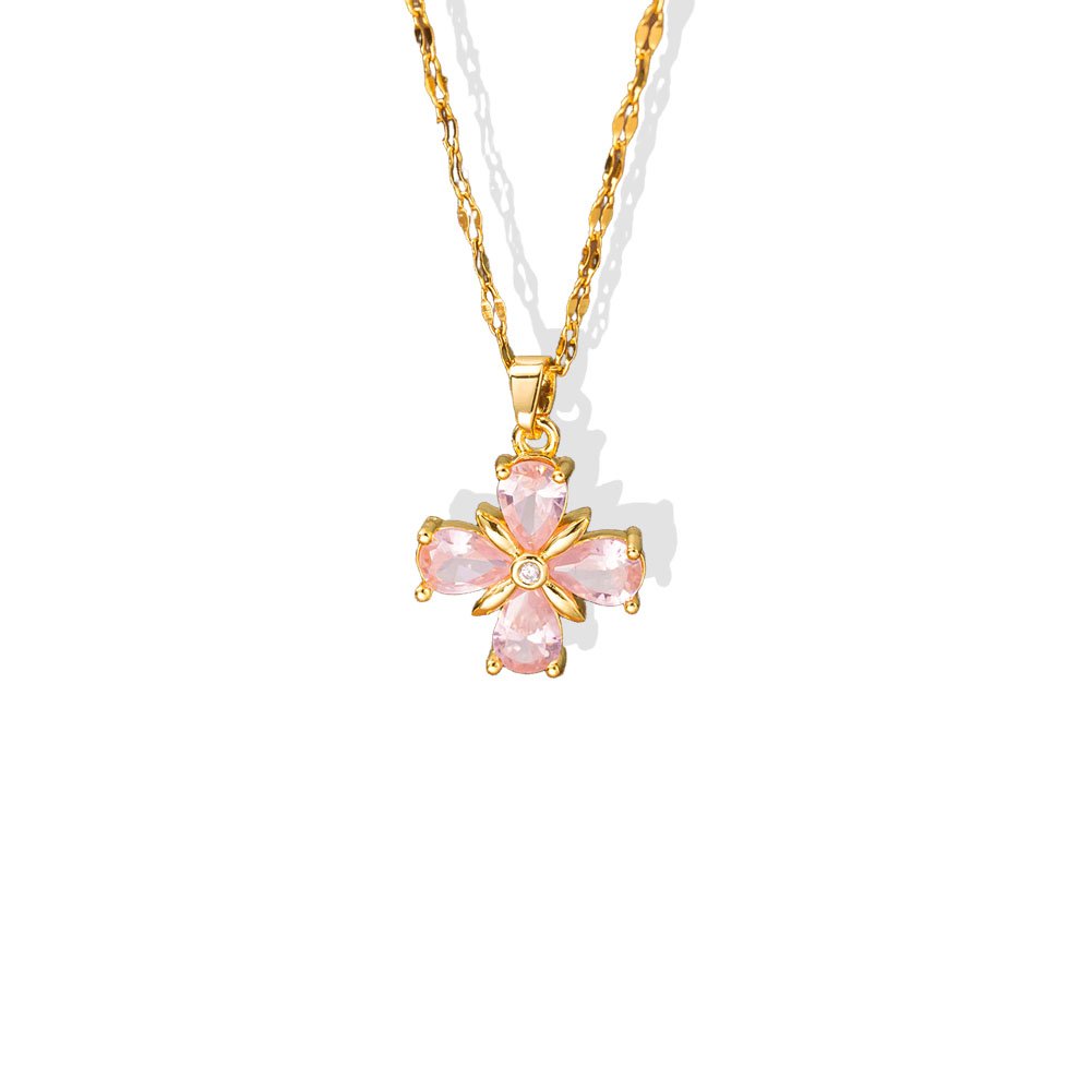 Pink Sakura Flower Pendant Necklace