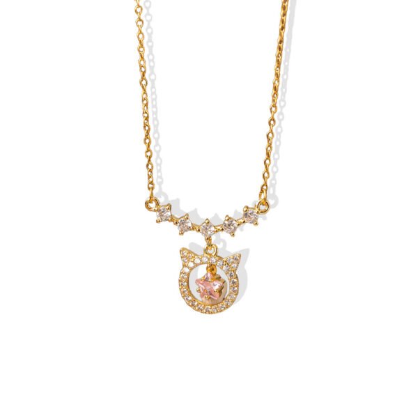 Pink Star Cat Pendant Necklace