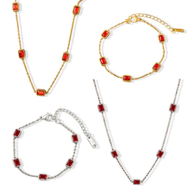 Ruby Red Emerald-Cut Station Set